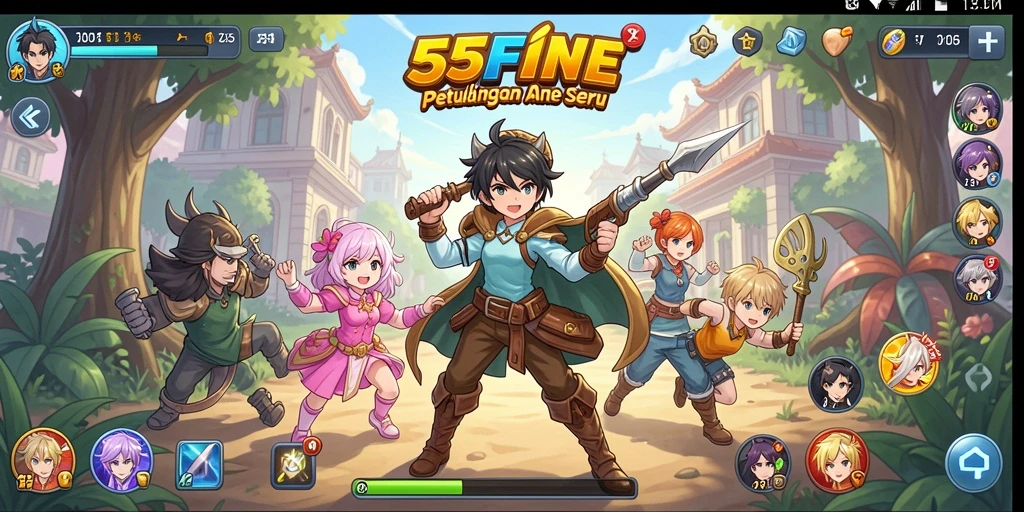 Tampilan gameplay seru dalam 55FIVE yang penuh aksi.