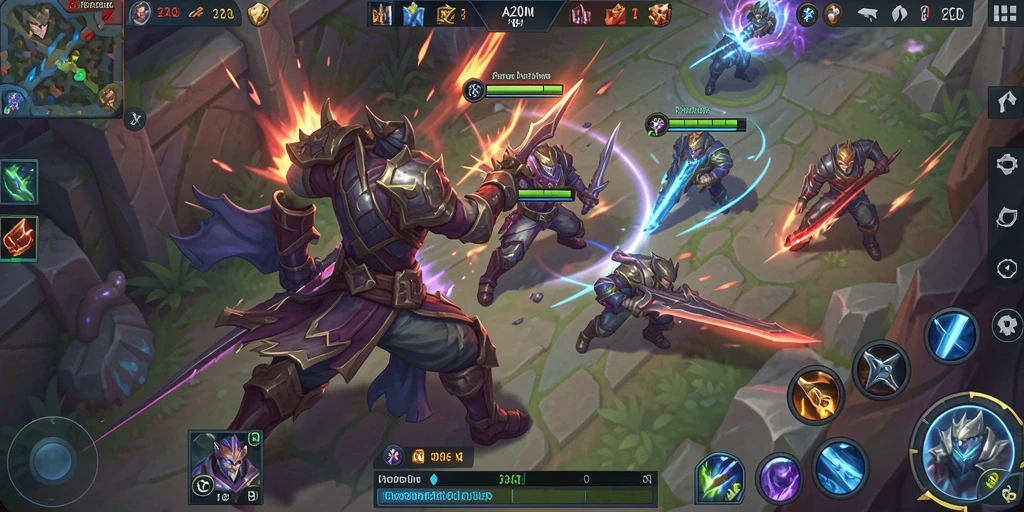 Tampilan aksi epik dalam permainan MOBA A200M.