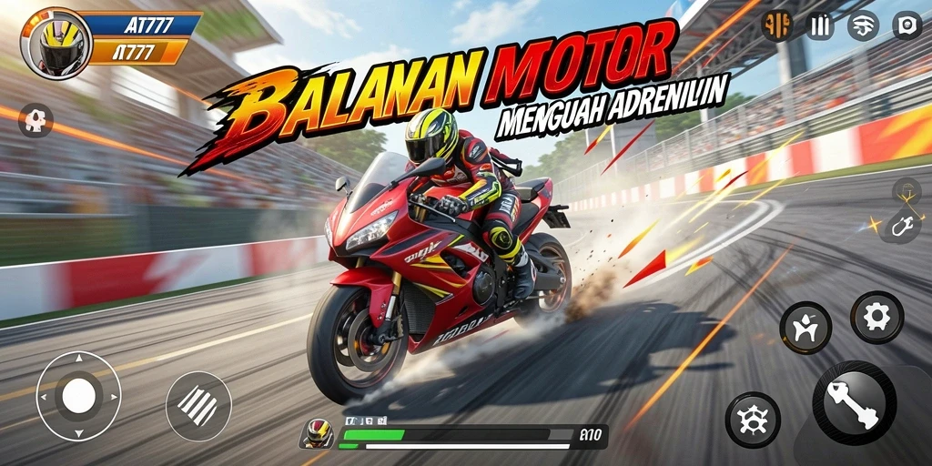 Tampilan menarik dari gameplay balapan motor di AT777.