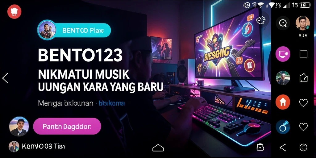Screenshot BENTO123 menampilkan antarmuka pengguna yang ramah musik.
