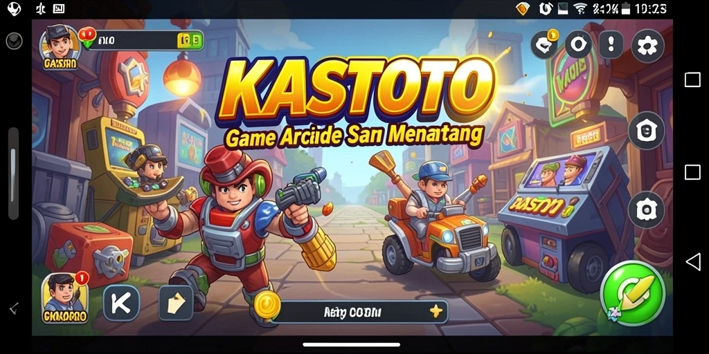Tampilan utama KASTOTO dengan gameplay Arcade yang menarik.