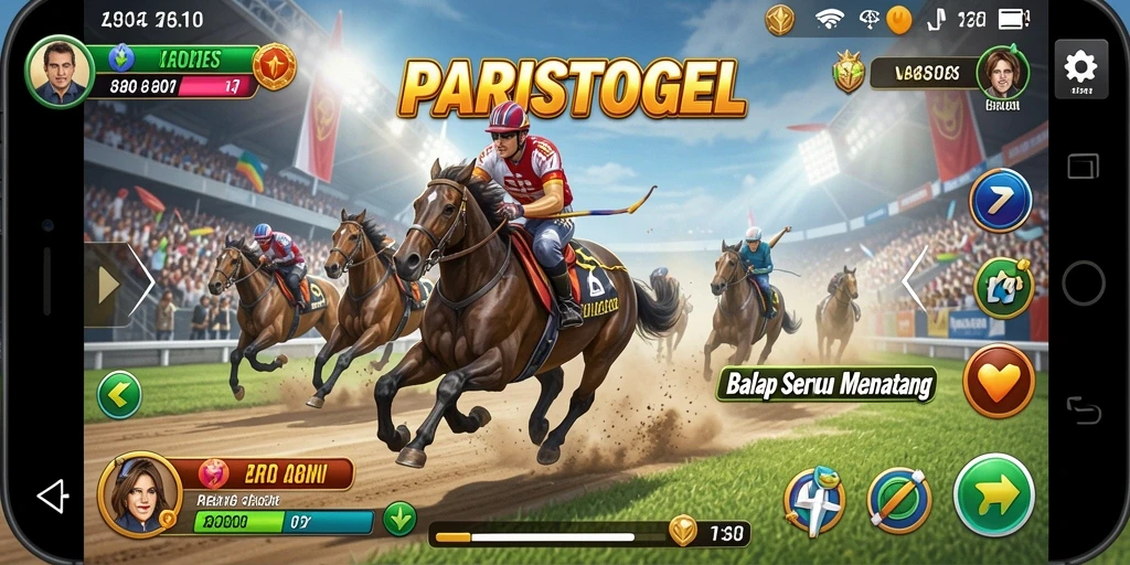 Tampilan gameplay Racing di PARISTOGEL yang mendebarkan dan penuh aksi.