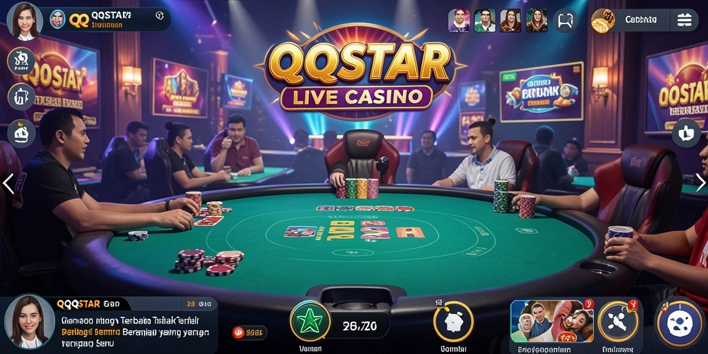 Tampilan gameplay Live Casino yang seru dan interaktif di QQSTAR.