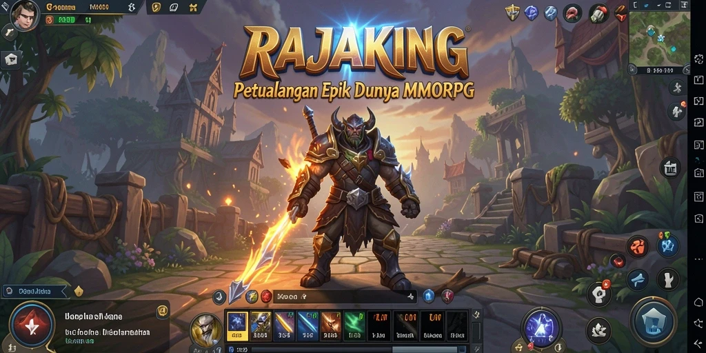 Tampilan gameplay menarik dari RAJAKING yang menampilkan pertempuran epik.