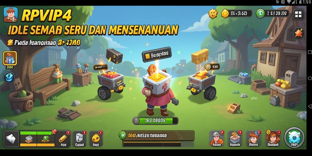Tangkapan layar gameplay RPVIP4 yang menunjukkan kemajuan dalam mode Idle.